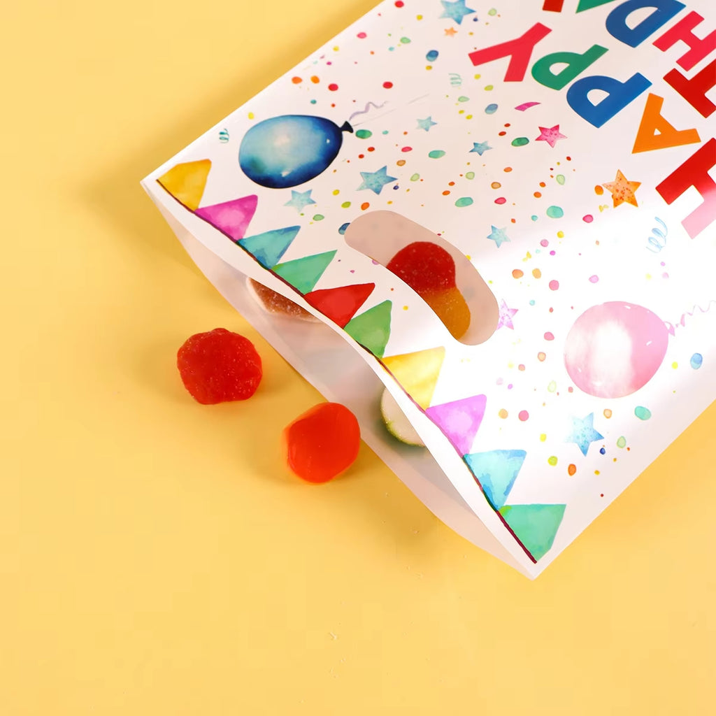 Happy Birthday Gift Bags Colorful Party Favor Bags Plastic Tote Bags